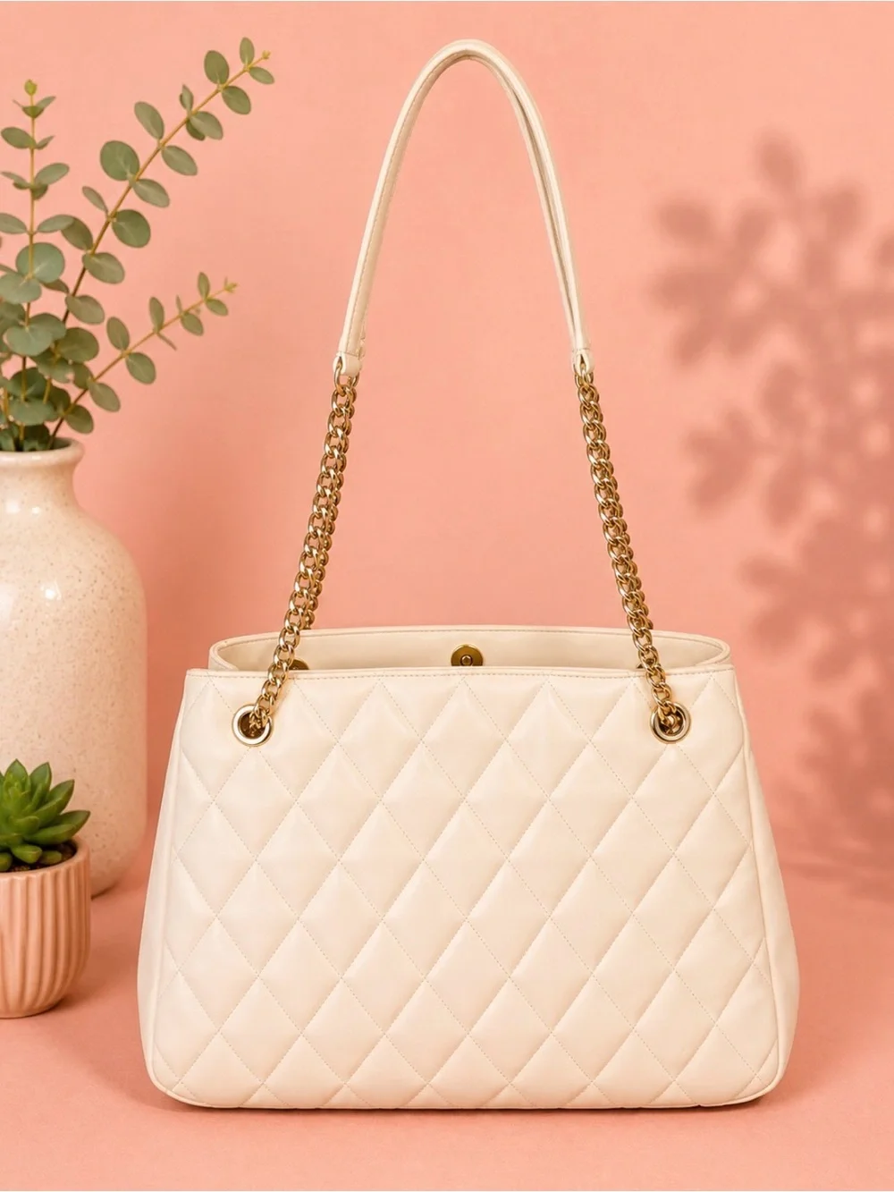 kate spade Cream Quilted Chain-Handle Shoulder Bag